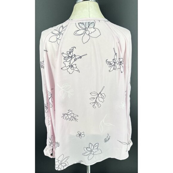 Alfani Womens Floral Top Pink Black Size 4X Blouse Button Up Vee Neck - Picture 5 of 7